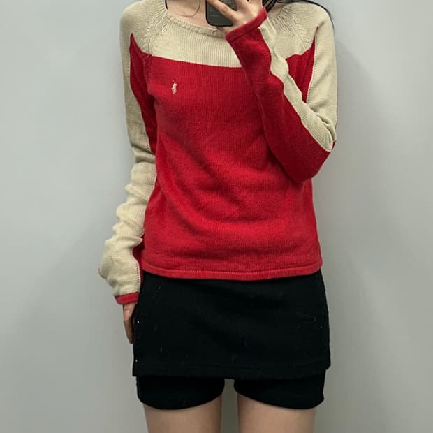 폴로 스포츠 배색 니트