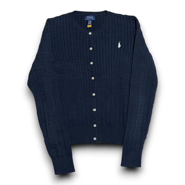 Polo Ralph Lauren 여성 화이트포니 네이비 케이블 가디건