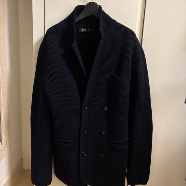 맨온더분 네이비 니트 더블 가디건, M