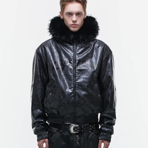 오퍼스0012 후드 레더 봄버 자켓