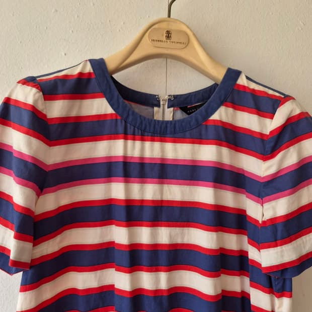 마크바이마크제이콥스 여성 스트라이프버드반팔롱블라우스 0사이즈