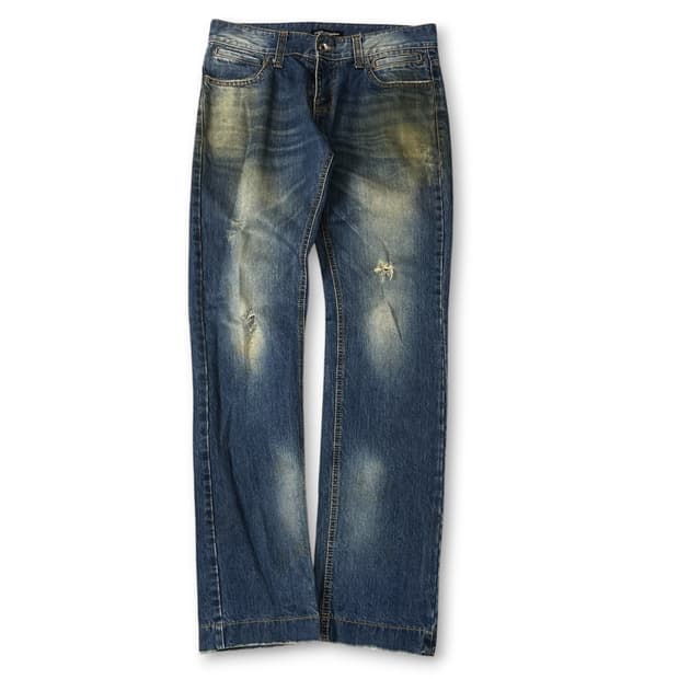 (34) 돌체앤가바나 진청 워싱 데미지 데님 팬츠