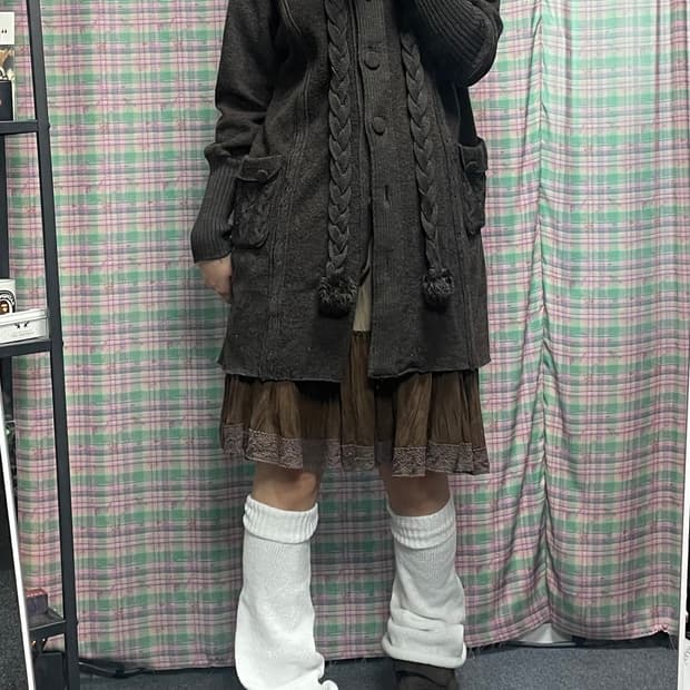 모리걸 브라운 폼폼이 모리가디건