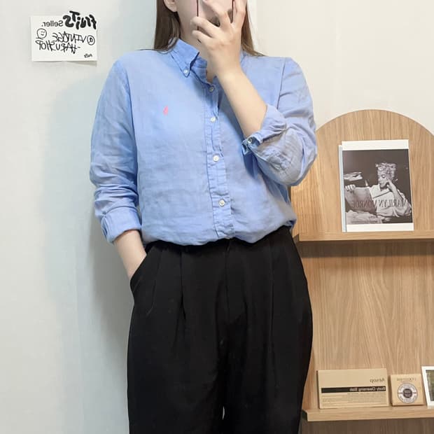 [정품] 폴로 소라 린넨 셔츠 [ M ]