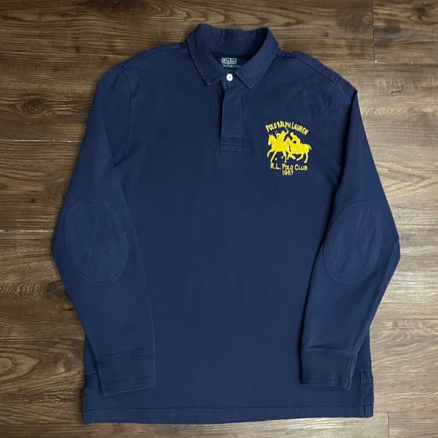 폴로 랄프로렌 자수 럭비티 네이비