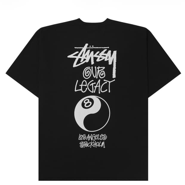 스투시 x 아워레가시 워크샵 8볼 피그먼트 다이드 음양 티셔츠 블랙