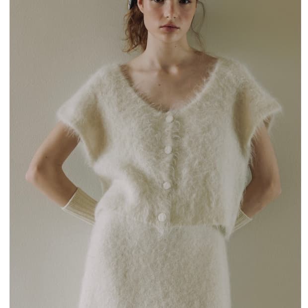 새상품) 파르벵 알파카 알토 헤이리 숏 슬리브 니트 가디건