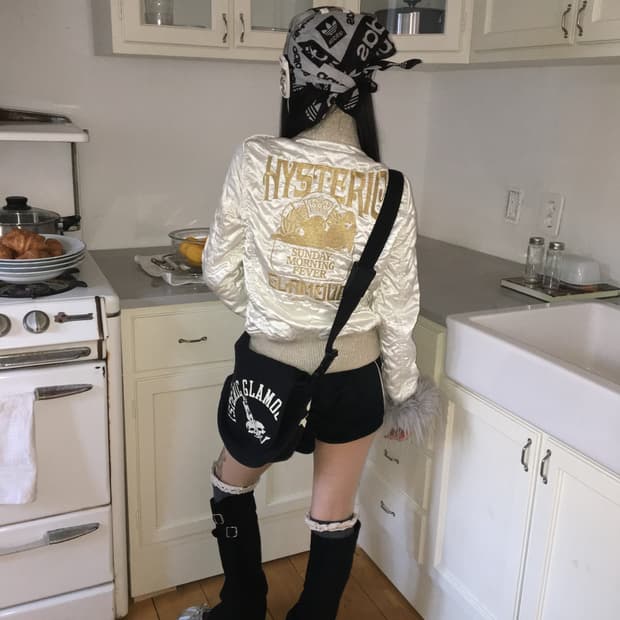 히스테릭글레머 화이트 퀼팅패팅