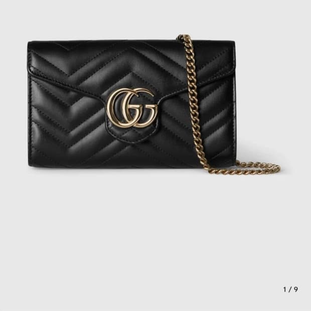 구찌 GG 마몽 마틀라세 미니 체인백 블랙 정품