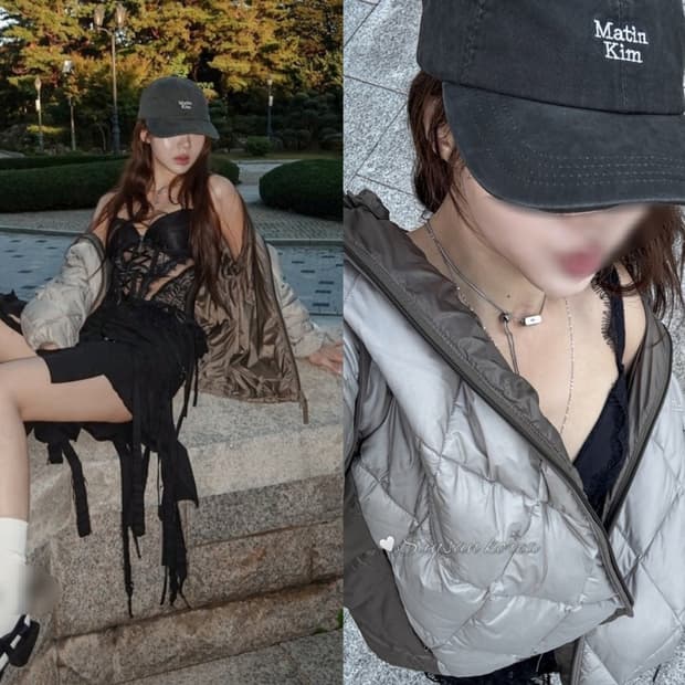 그레이  마뗑킴 미니 로고 볼캡 모자 