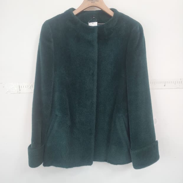 명품 알파카 그린 퍼 자켓