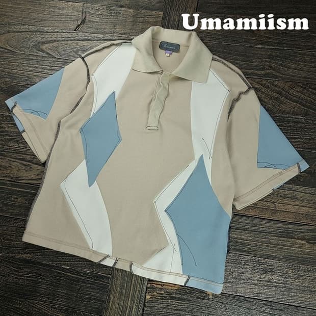 [우마미즘] 멀티 패브릭 패치워크 오버핏 카라티 M20133
