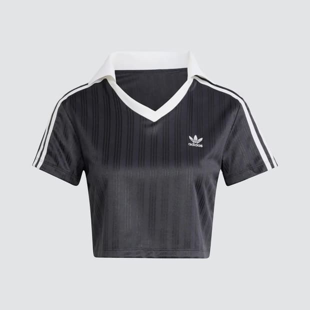 새상품) 아디다스 브이넥 크롭 반팔 셔츠 M
