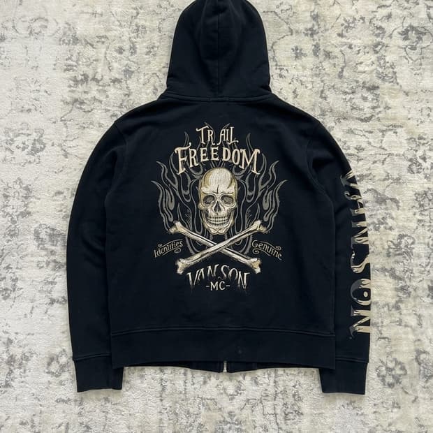 vanson flame hoodie zip