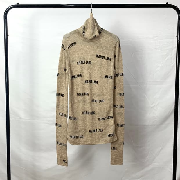 헬무트랭 로고 터틀넥 니트 탑