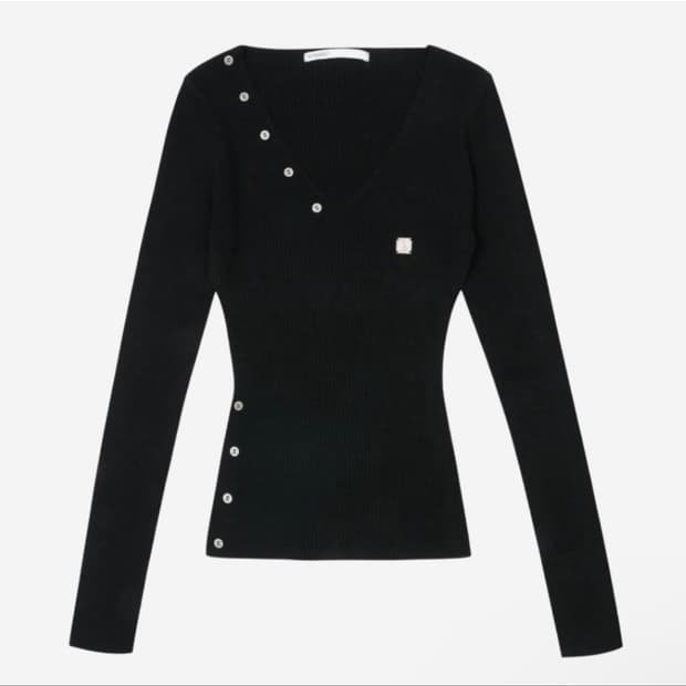 보헴서 슬릿 버튼 브이넥 슬릿니트