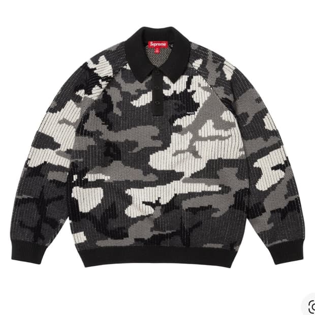 슈프림 스몰 박스 폴로 스웨터 스노우 카모 - 25FW