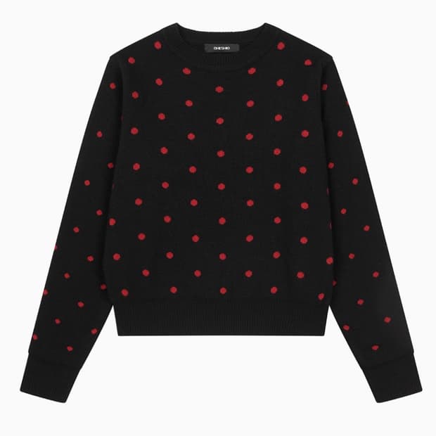 오헤시오 CASHMERE DOT KNIT, BLACK RED