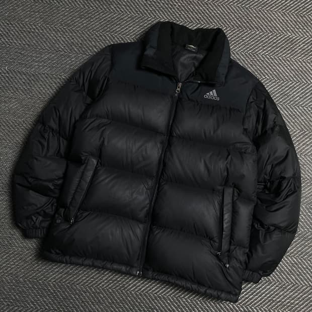아디다스 자수로고 덕 다운 푸퍼 패딩 블랙o 5395