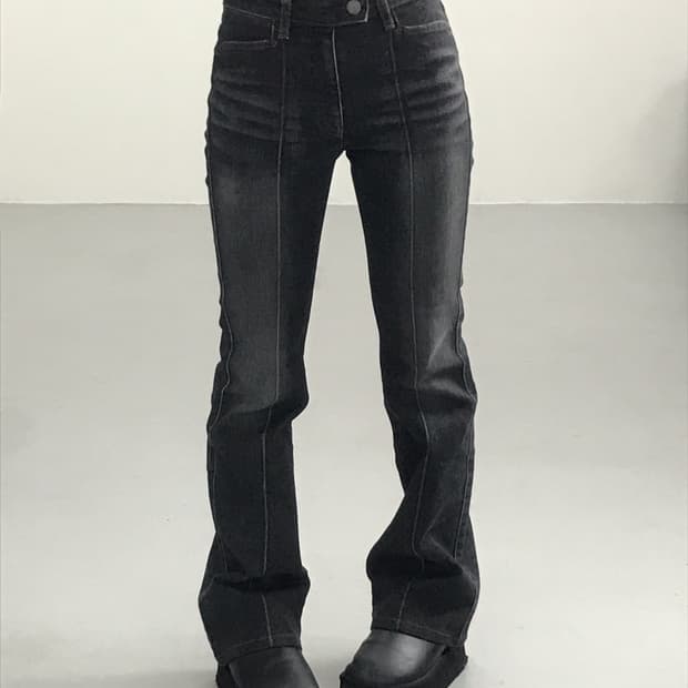 Jpn Black Washed Bootcut Jeans
