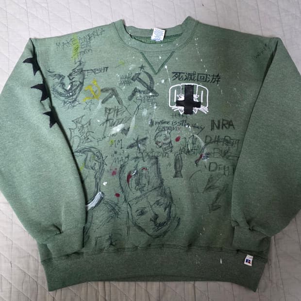 [XL] 90s REFOMED 러셀 애슬레틱 스웻 그린 트래쉬드 2