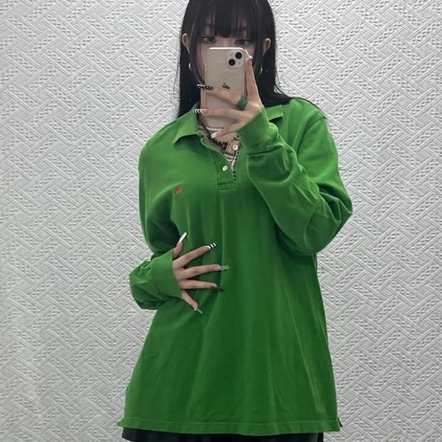 버버리 빈티지 캐주얼 레트로 그린 카라 롱슬리브 XL C10226