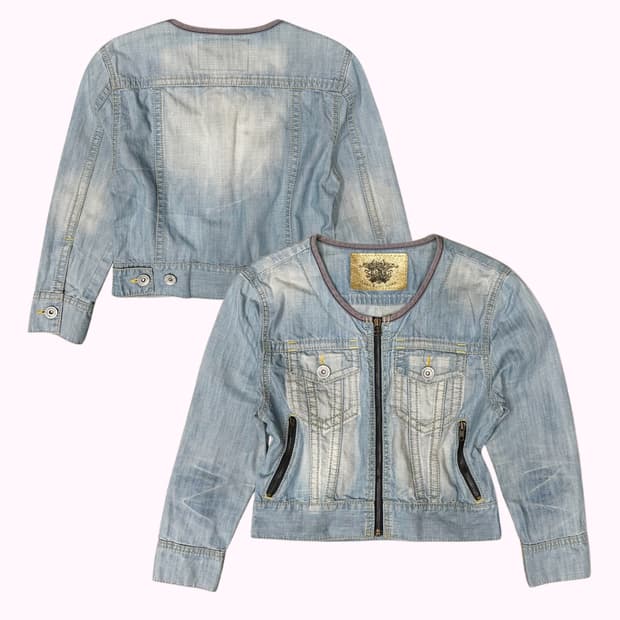 ANNAKERRY vintage denim crop half jacket