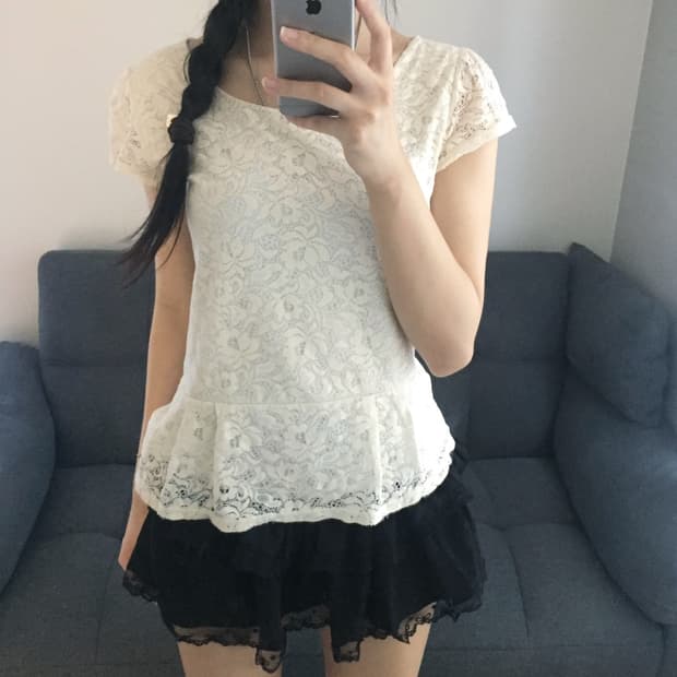 JPN 모리걸 하구미 레이스 라운드 반팔티