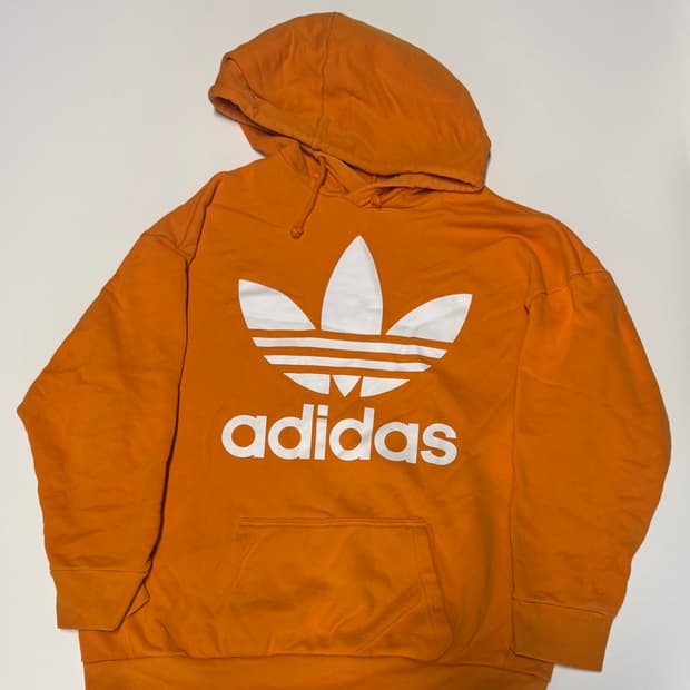 아디다스 빅 로고 오버핏 오렌지 후드티 XL 추천