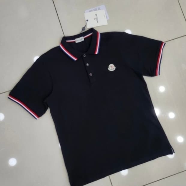 몽클레어 삼선 포인트 로고 면 PK 반팔티