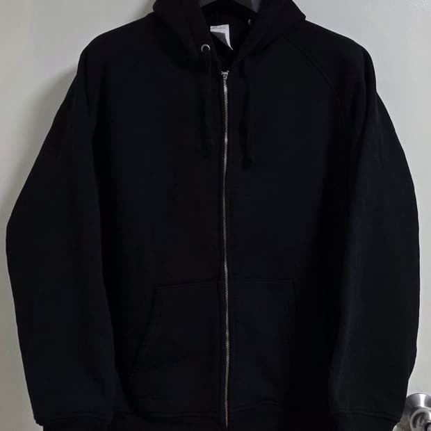 Comoli 블랙 코튼 스웻 집업 / 3size