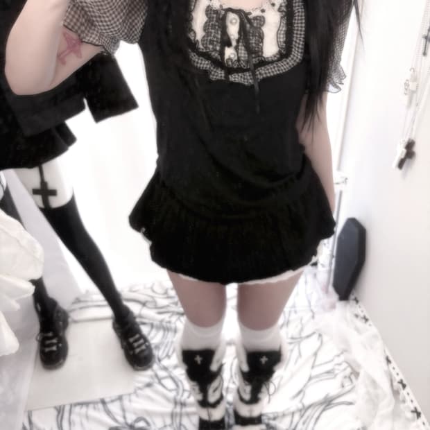 엑시즈팜 공겜여주 레이스 체크 반팔