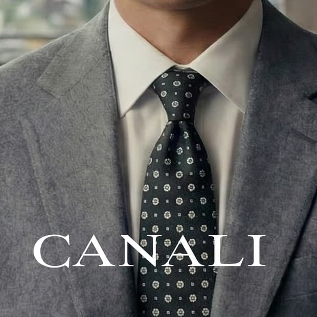 까날리 실크 플라워 자카드 패턴 넥타이 9.5cm S~A+등급 E764
