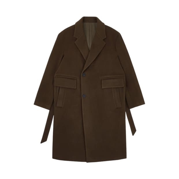 우영미 브라운 알파카 로브 코트 48사이즈