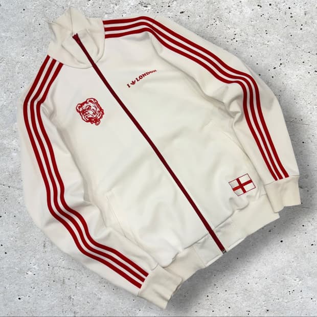 [95] 06s 아디다스 런던 트랙탑 져지 집업 화이트/레드 D714