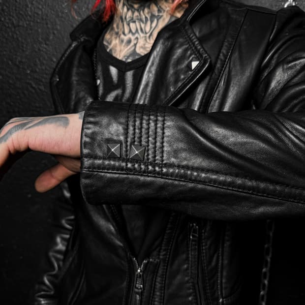 Stud Detail Leather Rider Jacket