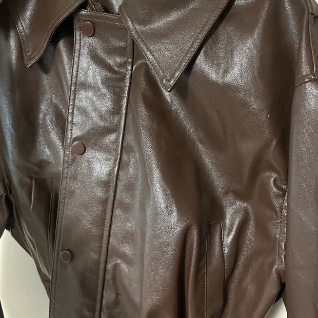 브라운 레더 라이더 자켓