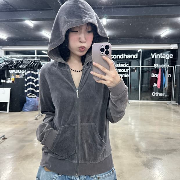 Juicy couture 빈티지 벨벳 그레이 후드집업