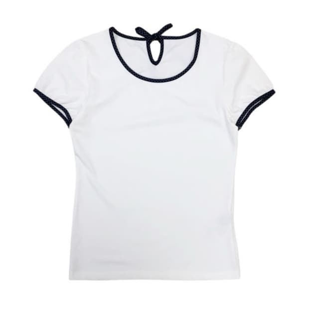 도트 리본 퍼프 반팔티