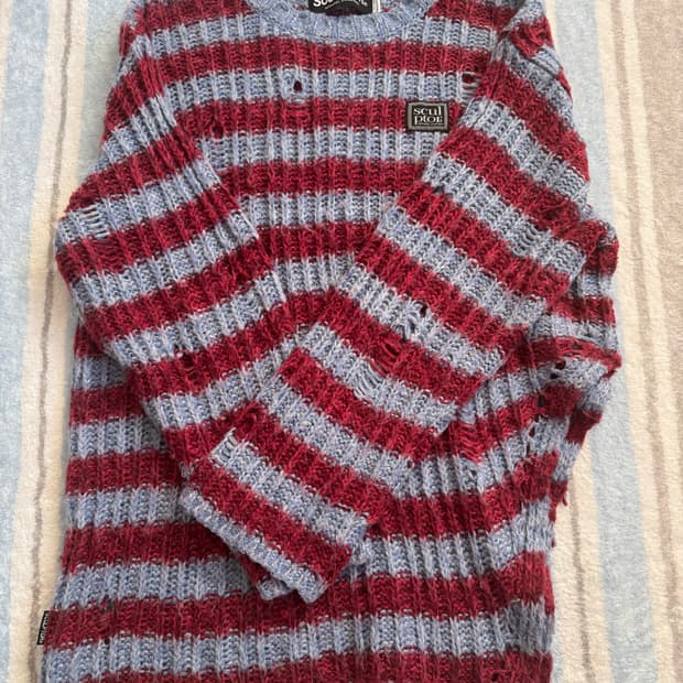 스컬프터 데미지 언발란스 니트