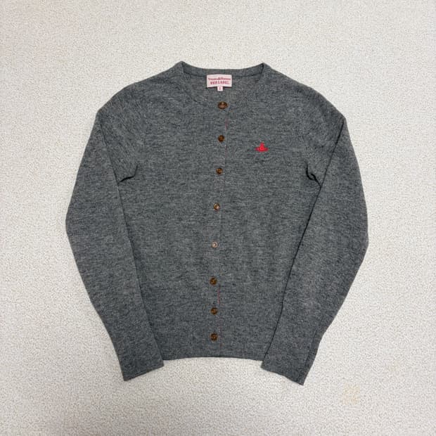 비비안웨스트우드 레드라벨 그레이 울 가디건