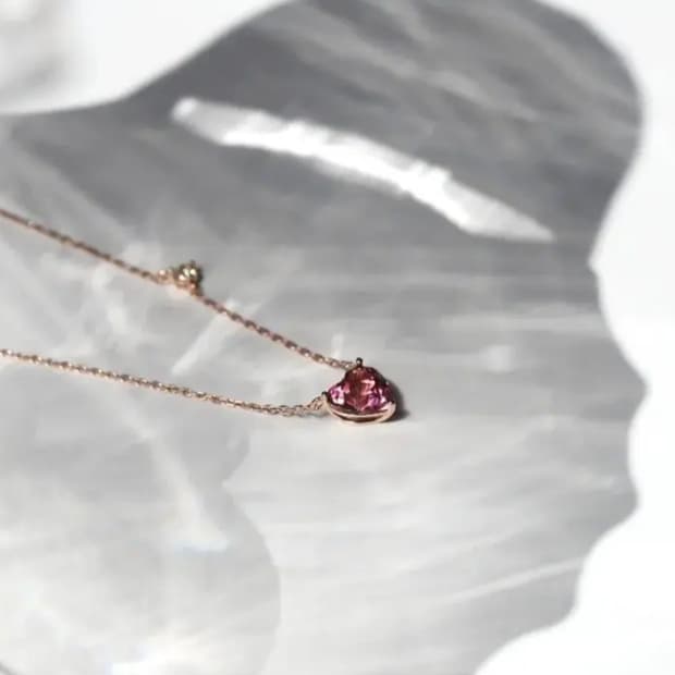 핑크 투어멀린 하트 목걸이 