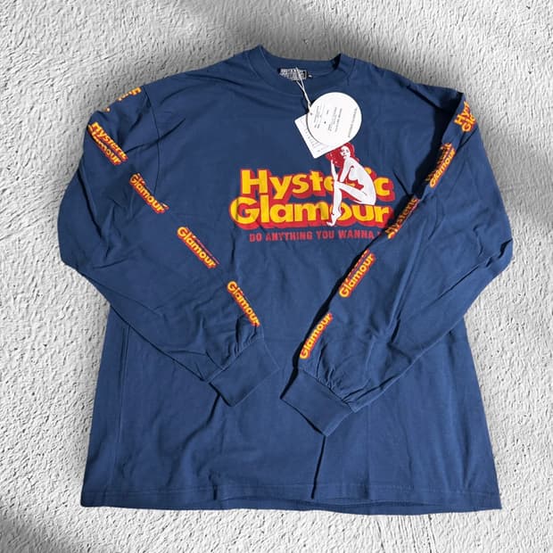 히스테릭 글래머 두 애니띵 티셔츠 네이비  xl