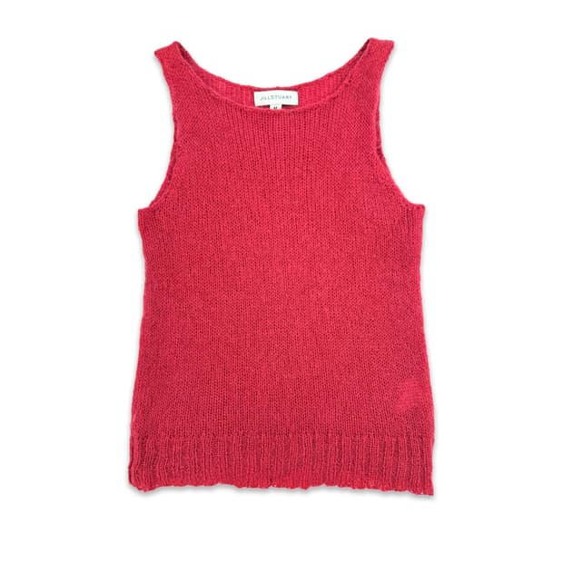 빈티지 Jill Stuart 레드 레이어드 모헤어 니트 슬리브리스