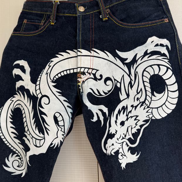 에비수 Evisu 도락(道樂) 드래곤 데님팬츠 32x34size