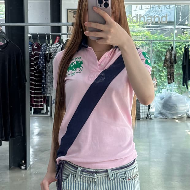 폴로 빅포니 넘버링 Pk반팔티 핑크네이비