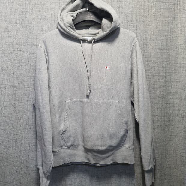 챔피온 기모 로고  회색 후드티  