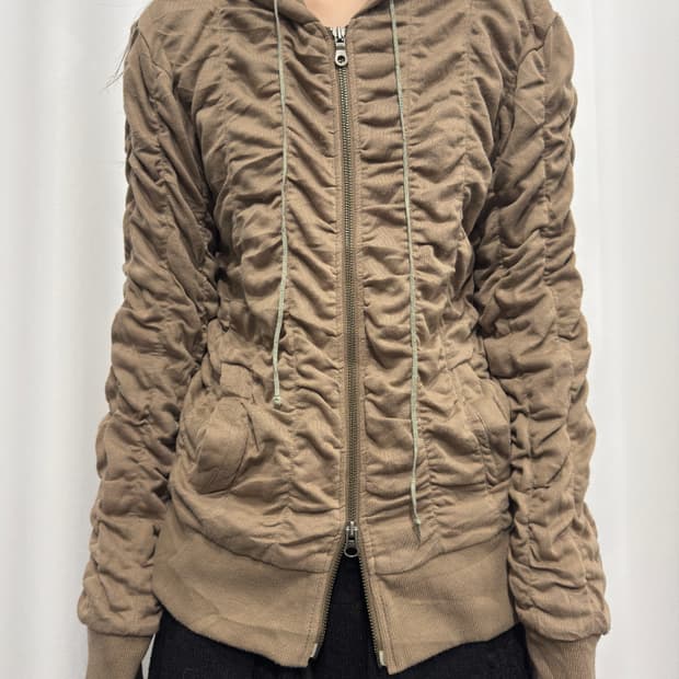 morgan homme shirring hood zipup