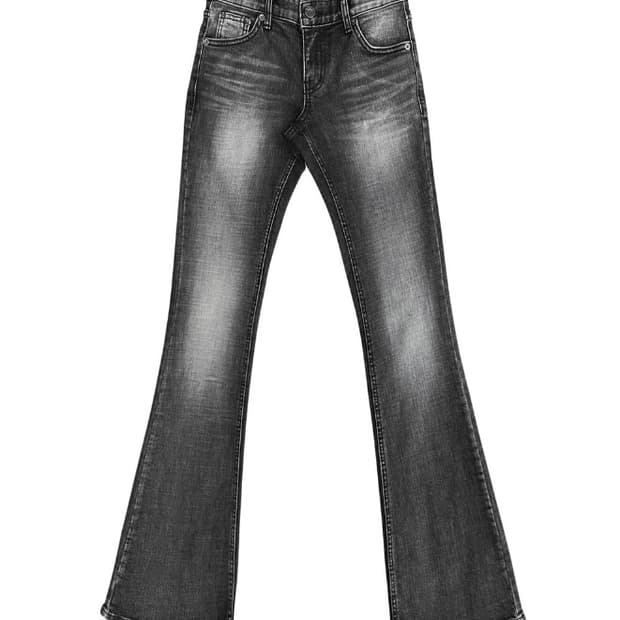 BOHENSEO BOOTS CUT DENIM PANTS IN GRAY