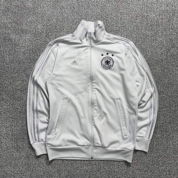 아디다스 독일 국대 실버 삼선 화이트 트랙탑 져지